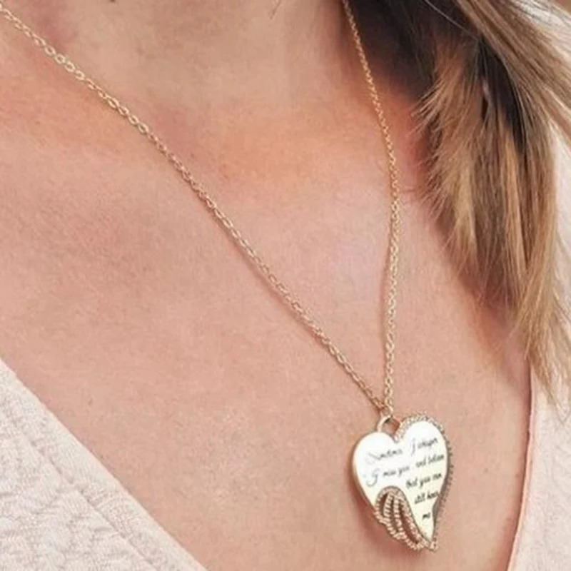 Sometimes I Whisper I Miss You, And Believe That You Can Still Hear Me Elegant Sanctity Angel Wing Necklace Jewelry Gifts