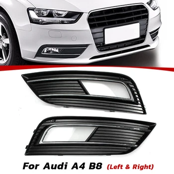 

Pair Left & Right Front Bumper Fog Light Grill Grilles Cover For Audi A4 B8 Facelift 2012 2013 2014 2015 Matt Black with chrome