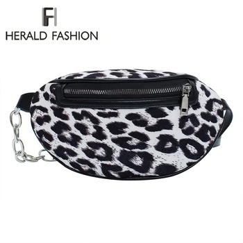 

Herald Fashion Women Waist Bags Sexy Leopard PU Leather Chest Bag Female Vintage Fanny Pack For Ladies Shoulder Bag Bananka 2019