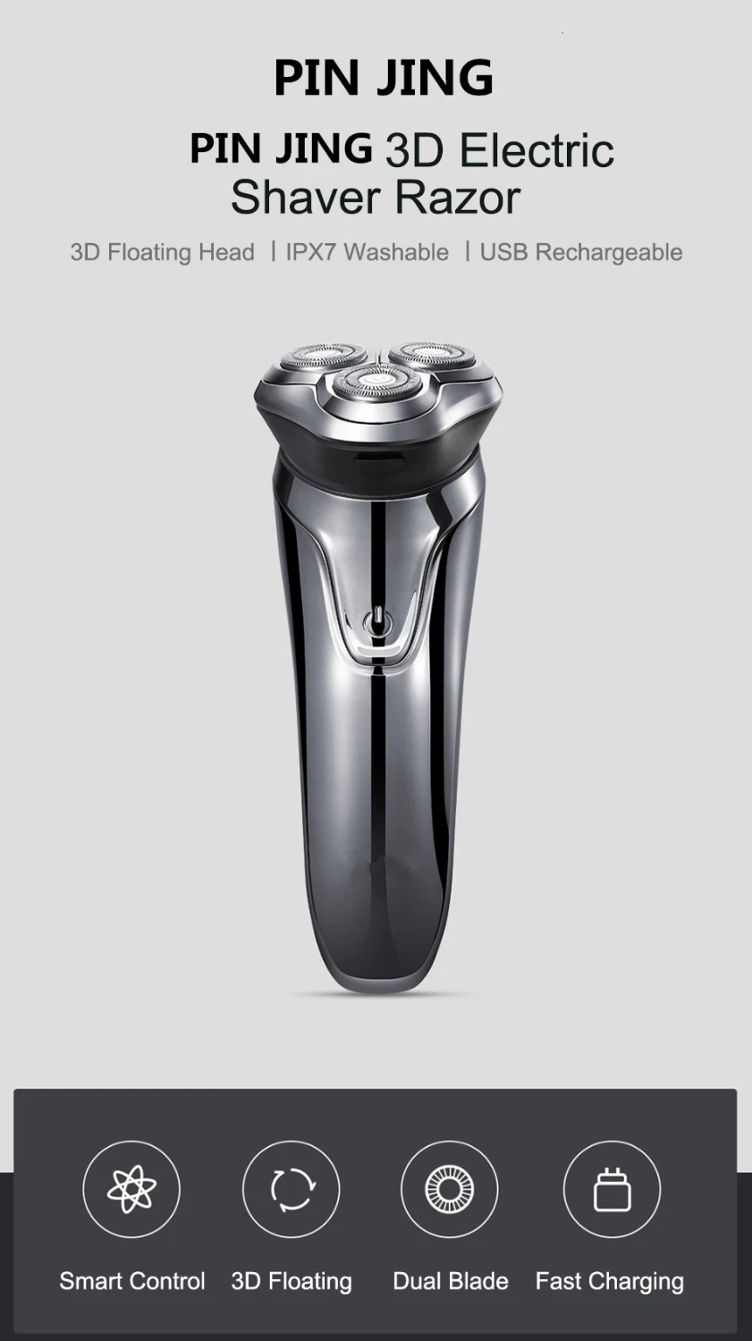 Xiaomi Soocas PIN JING электробритва Мужская моющаяся USB перезаряжаемая Беспроводная 3D умная бритва для бритья бороды