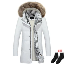 Зимний утепленный холодный и ветрозащитный большой меховой воротник из овечьей шерсти шарф пуховик мужской с капюшоном съемный длинный толстый теплый пуховик