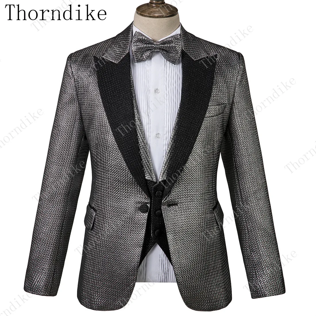 Thorndike блестящая ткань мужская официальная одежда костюмы свадебное платье костюм куртки+ жилет+ брюки Высокое качество Мужские Умные повседневные тонкие 3 шт