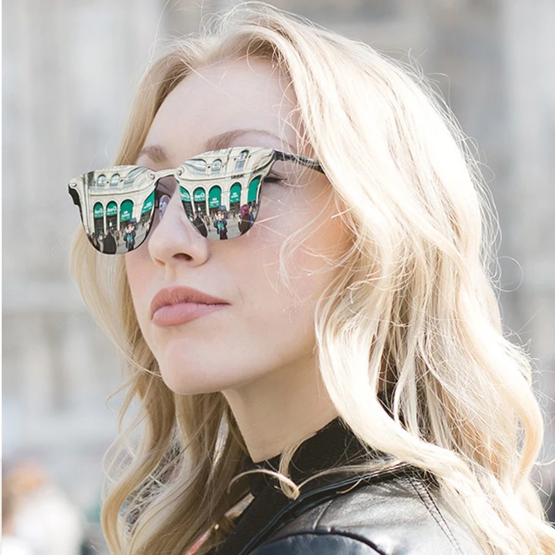 Women Men One Piece Mirrored 1.1mm Polarized Sunglasses Female Ladies Male Rimless Shades Driver Driving Sun Glasses | Аксессуары для