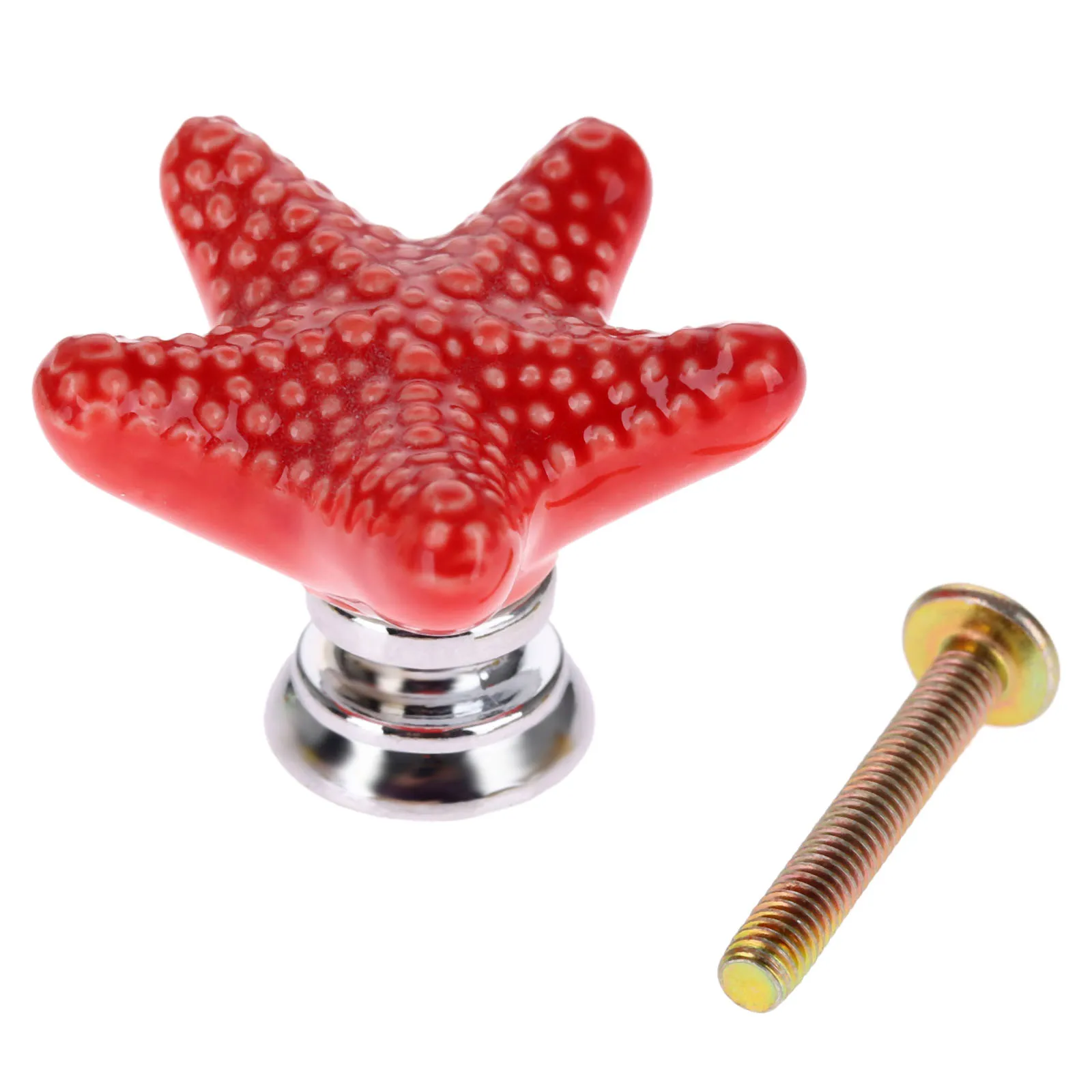 Furniture knobs 1x starfish ceramic drawer knobs cabinet pulls kitchen cupboard handles decorative furniture knob