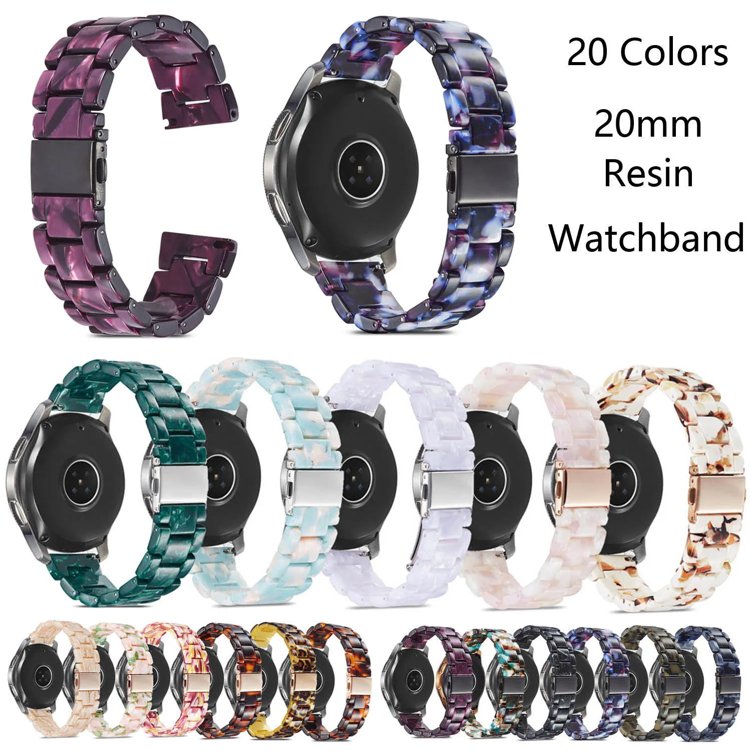 

20mm Watch Strap For Samsung Galaxy Watch 42mm Active 2 Resin Band For Gear S2 Classic Sport Huami Amazfit Wristband Watchband