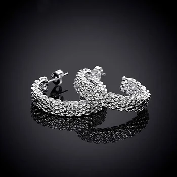 

Minimalist Stud Earrings for Women Silver Color Weaving Design Studs Fashion Jewelry Drop Shipping Wholesale