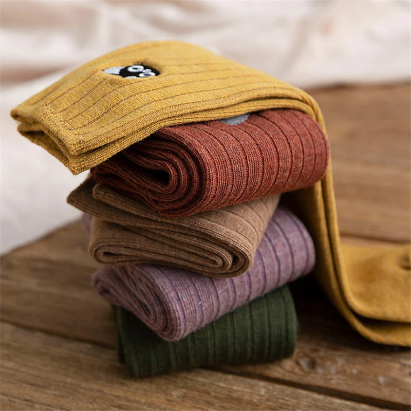 Cartoon Cat Embroidery New Cotton Short Socks Fashion Japanese Solid Color Concise Women Sock Spring Autumn Winter Cute Socks