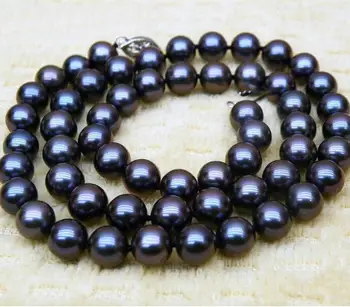 

Jewelry Free Shipping VERL GORGEOUS 18" 10-11MM TAHITIAN AAA+ NATURAL BLACK PEARL NECKLACE 925silver WHITE