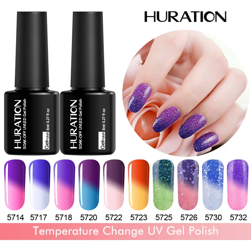 Huration 29 Color Temperature Change UV Gel Nail Polish Soak Off LED Chameleon Hybrid Varnish Lacquer Glue Nails Art Store | Красота и