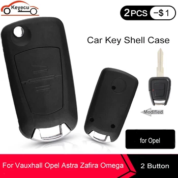 

KEYECU 20x Flip Key Remote Control Shell Case 2 Button for Vauxhall Opel Astra Zafira Omega Vectra Frontera HU43 HU46 HU100 YM28