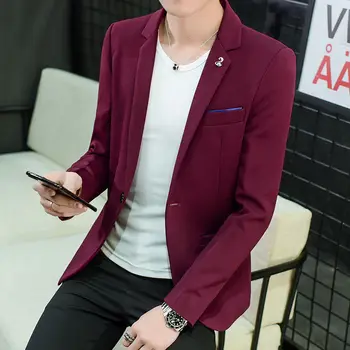 

Blazer Hombre Korean Slim Fit Men Blazer Long Sleeve Streetwear Blazers Men Suits Black Wine Fashion Spring Mens Blazer Jacket