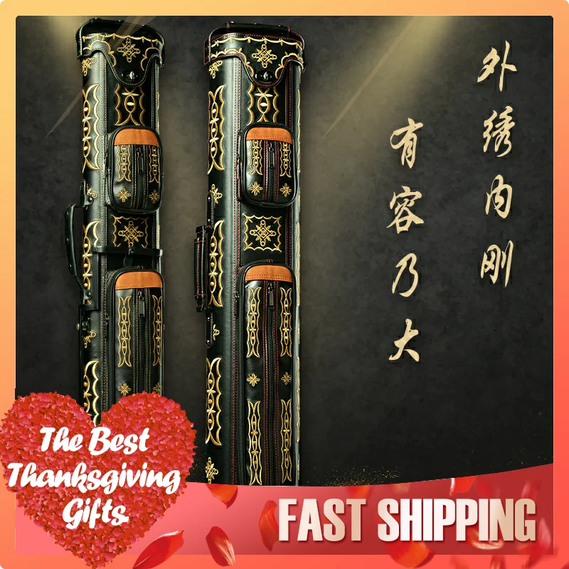 

High Quality YUDU Billiard Pool Cue Case 8 Holes PU Pool Cue Case 1/2 Hand Embroidery Professional Billiards Accessories