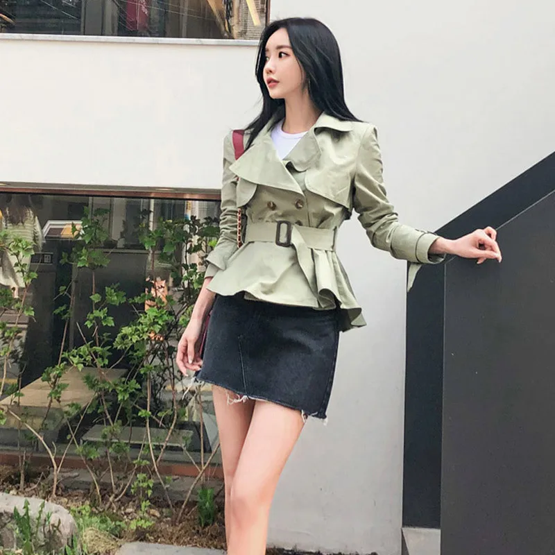 

Women and Double Button Causal Windbreaker Basic Jackets 2019 New Reversible Runway Coat Large Size Modis Streetwear Fall Jacket