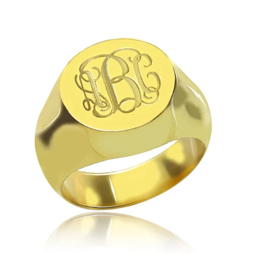 Персонализированные кольца AILIN из стерлингового серебра с монограммой, выгравированные 3 монограмма с инициалами, кольца с именем, кольца для мужчин и женщин - Цвет основного камня: gold