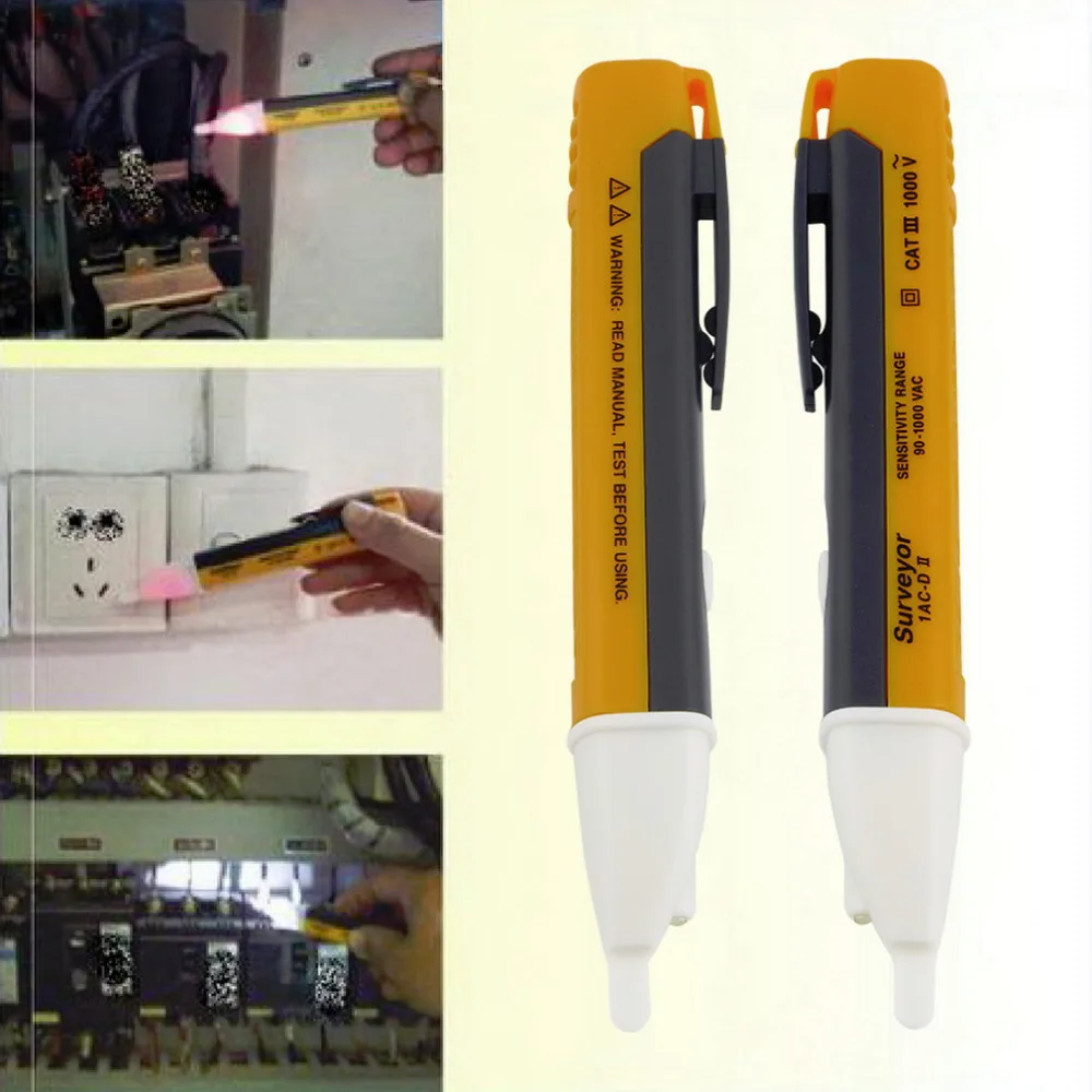 

1PCS Electric indicator 90-1000V Socket Wall AC Power Outlet Voltage Detector Sensor Tester Pen LED light test pencil Drop ship