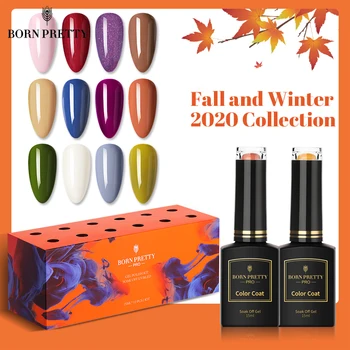 

BORN PRETTY PRO 12 Pcs/Set 15ml Gel Nail Polish Fall Winter Collection Glass Bottle Bright Color Glitter Nail Gel for