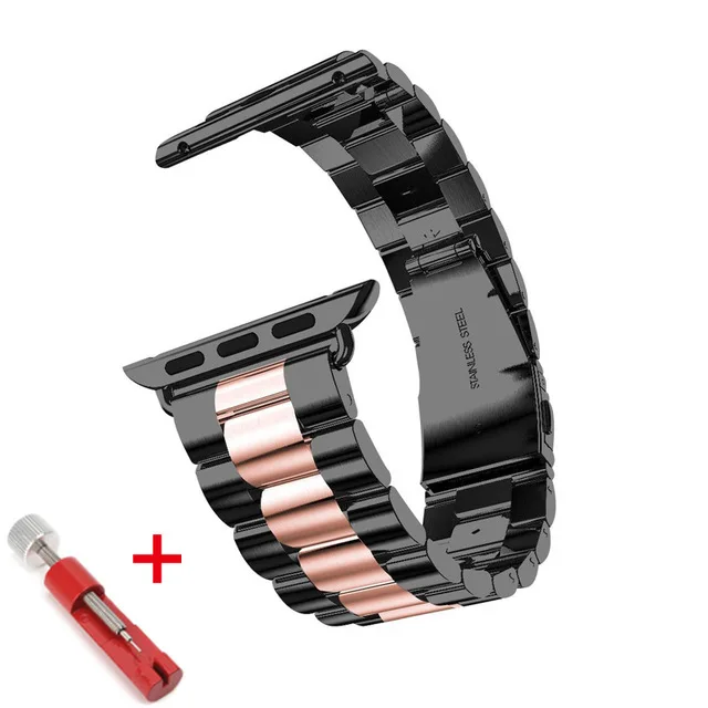 black rose gold Ремешок из нержавеющей стали для apple watch 44 мм 40 мм 38 мм 42 мм iwatch series 4 3 2 1 металлический браслет для часов apple watch 5 - Цвет ремешка: black rose gold