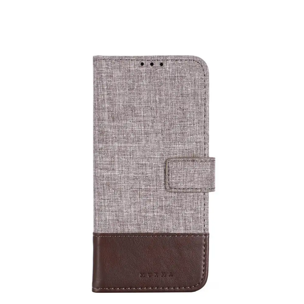 Холст Тканевый Кошелек двойной Цвет карманы для карт слотов для карт чехол с откидной крышкой для мобильного сотового чехол для телефона с подставкой для samsung Galaxy S C Note - Цвет: Brown
