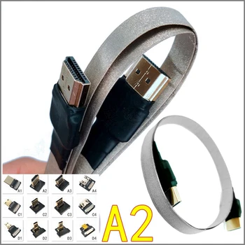 

10CM Anti-interference HDMI Down Angled FPC Mini HDMI C Type to HDMI A Type Male Female FPV HDTV Flat Cable for Multicopter Aeri