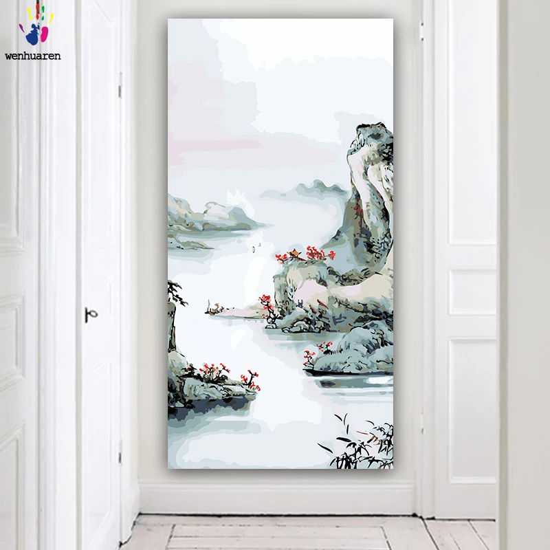 DIY картинки для раскраски по номерам с цветами пейзаж птицы китайский Картина