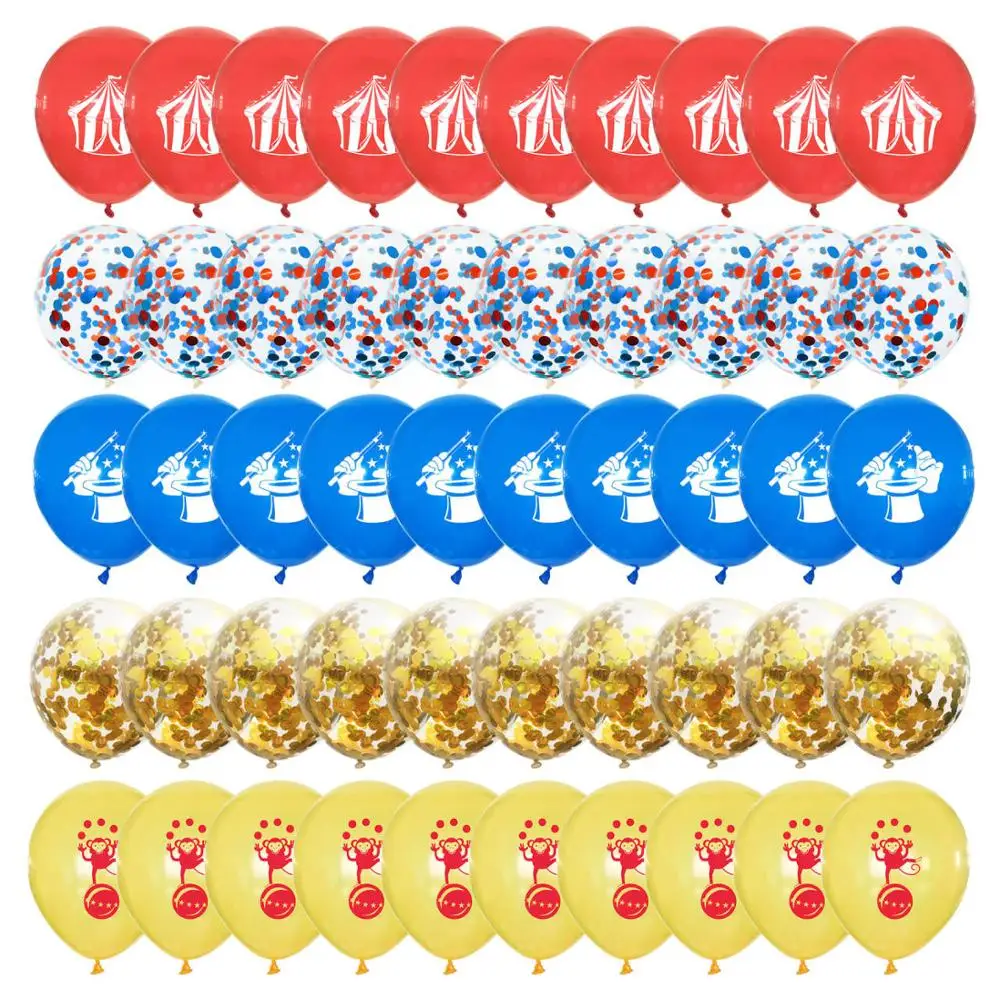 52 шт конфетти латексные шары 12 дюймов цирковая обезьяна в форме клоуна с днем рождения, вечеринки, свадьбы, Рождества, декоративные принадлежности для детей - Цвет: Многоцветный