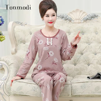 

Autumn New Cotton Print Round Neck Top + Trousers 2 Piece Set Pajamas Set Female Cute Pajamas Girls Pajamas M L Xl XXl XXXL