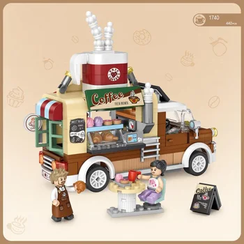 

LOZ Creator Coffee cart truck mini diamond building block city vehicle assemble bricks figures toys collection for kids gift