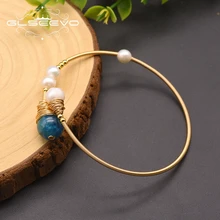 GLSEEVO Natural Fresh Water Pearl Bangles For Women Wedding Engagement Natural Stone Bracelet Jewelry Pulseras GB0176