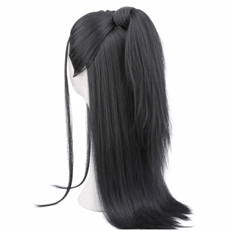 Fluffy Style Chen Qing Ling Cosplay Hair Classic Warrior Swodsman Hair Products Antique Hanfu Men Halloween Dress Up