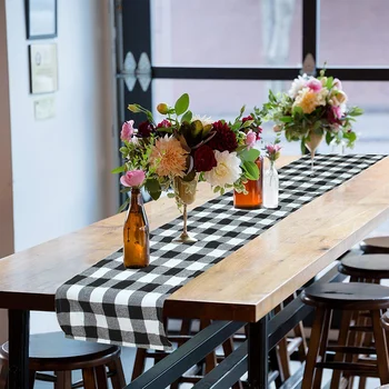 

NHBR-2 Pcs Plaid, Checkered Table Runner, Modern Plaid Design 100 Percent Cotton Table Runner, Outdoor Or Indoor Parties, Gather