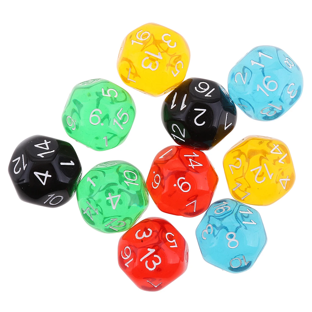 10X D16 Polyhedral Dice Translucent Dice For Dungeons And Dragons Board Dice
