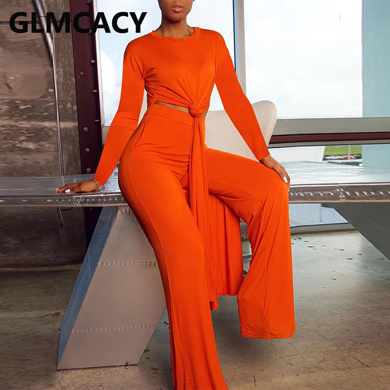 Women Chic Two Piece Suits Solid Casual Long Sleeve Shirt and Wide Leg Pants Set |