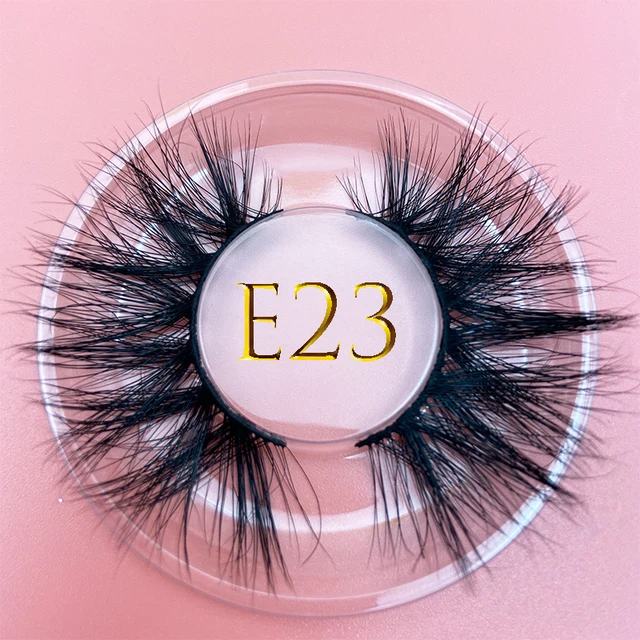 25mm E06 MIKIWI 100% handmade natural  thick  Eye lashes wispy makeup extention tools 3D mink hair volume soft false  eyelashes E23 round case
