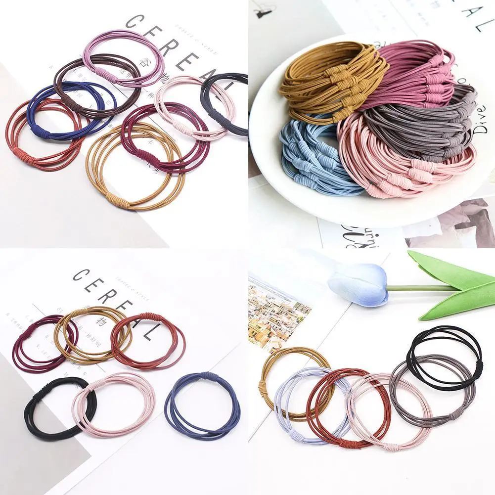 New Korean Simple 4in1 Knot Elastic Rubber Bands Hair Rope Women Ropes Girls Accessories Fashion Col A0W1 |