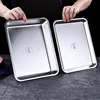304 Thicked Stainless Steel Food Storage Tray Rectangle Oven Cake Bread Plate Flat Bottom Dishes Kitchen Tools 1