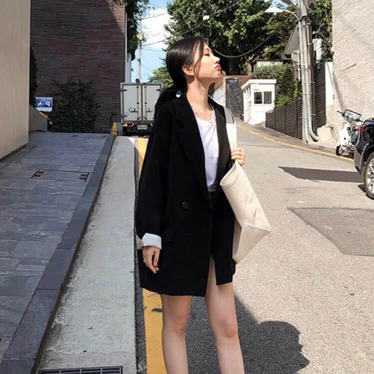 

2019 Spring Clothing New Style CHIC Retro Hong Kong Style Suit Long Sleeve Korean-style Slim Fit Slimming Small Suit Coat Women'