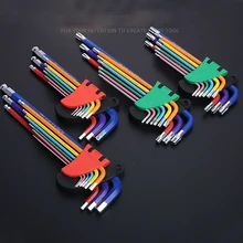 #9 pces chave de fenda hex allen chave conjunto cor codificação desgastar-oposição anti-corrosão allen chave conjuntos hexágono torx estrela chave