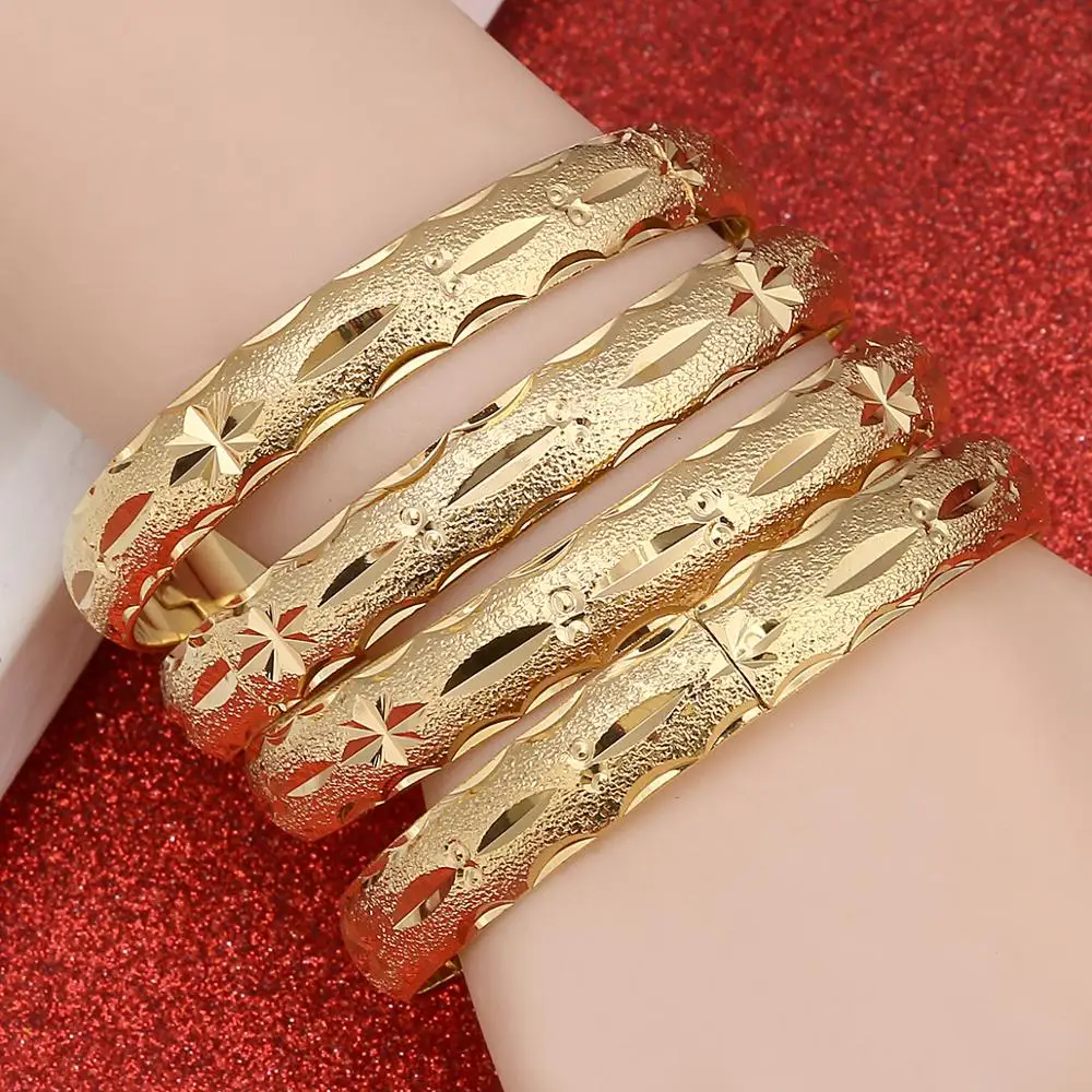 24k Gold Color Bangle for Women Dubai Bride Wedding Ethiopian Bangle Arab Jewelry 4