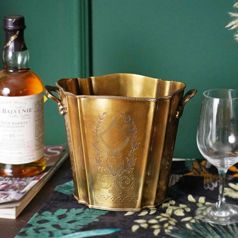 Wine Ice Bucket Vintage Carved Brass Ice Bucket Champagne Beer Whiskey Bottle Cooler Restaurant Bar Utensils Party Wine Cooler