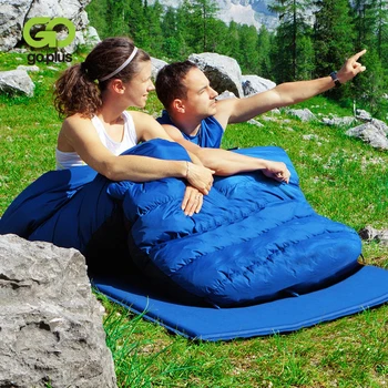 

High Quality 2 In 1 Muliti-function Use Comfortable Super Warm 2 Person Waterproof Sleeping Bag with 2 Pillows OP3650