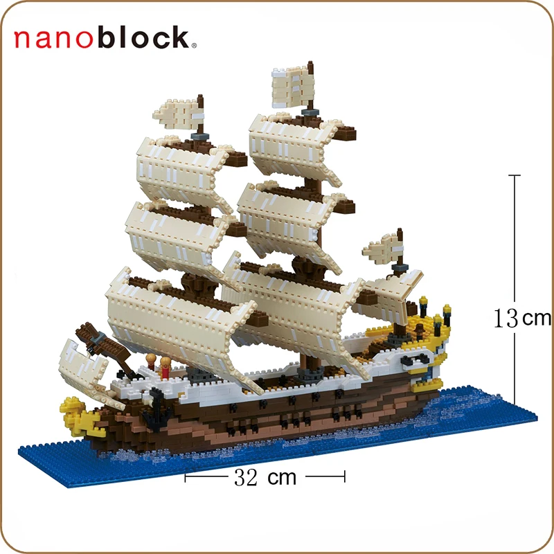 Nanoblock маленький зернистый миниатюрный Алмазный строительный блок для взрослых, строительная игрушка, большой парусный корабль, 2490 штук, NB-030, новинка