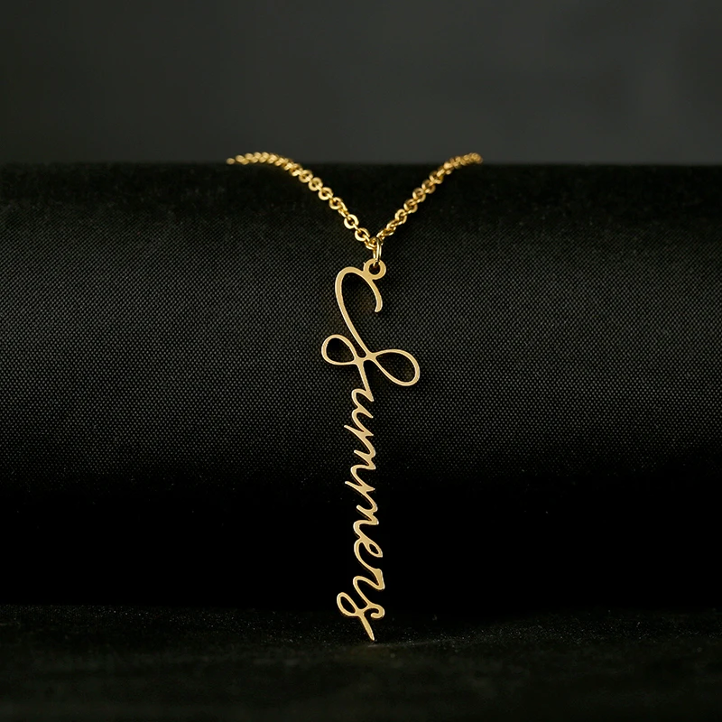 

Rose Gold Silver Color Personalized Custom Name Pendant Necklace Stainless Steel Customized Nameplate Necklace Handmade Gift