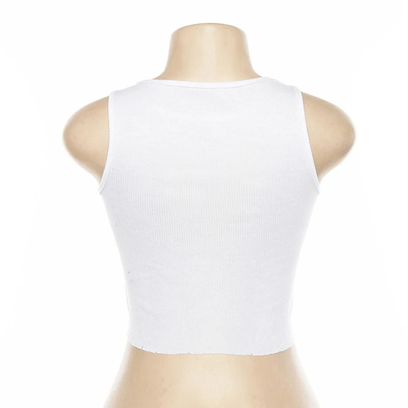 Summer New Women\'s Letter Print Sleeveless Self-cultivation O-neck Short Section Exposure Navel Vest Tank Top 2019 New