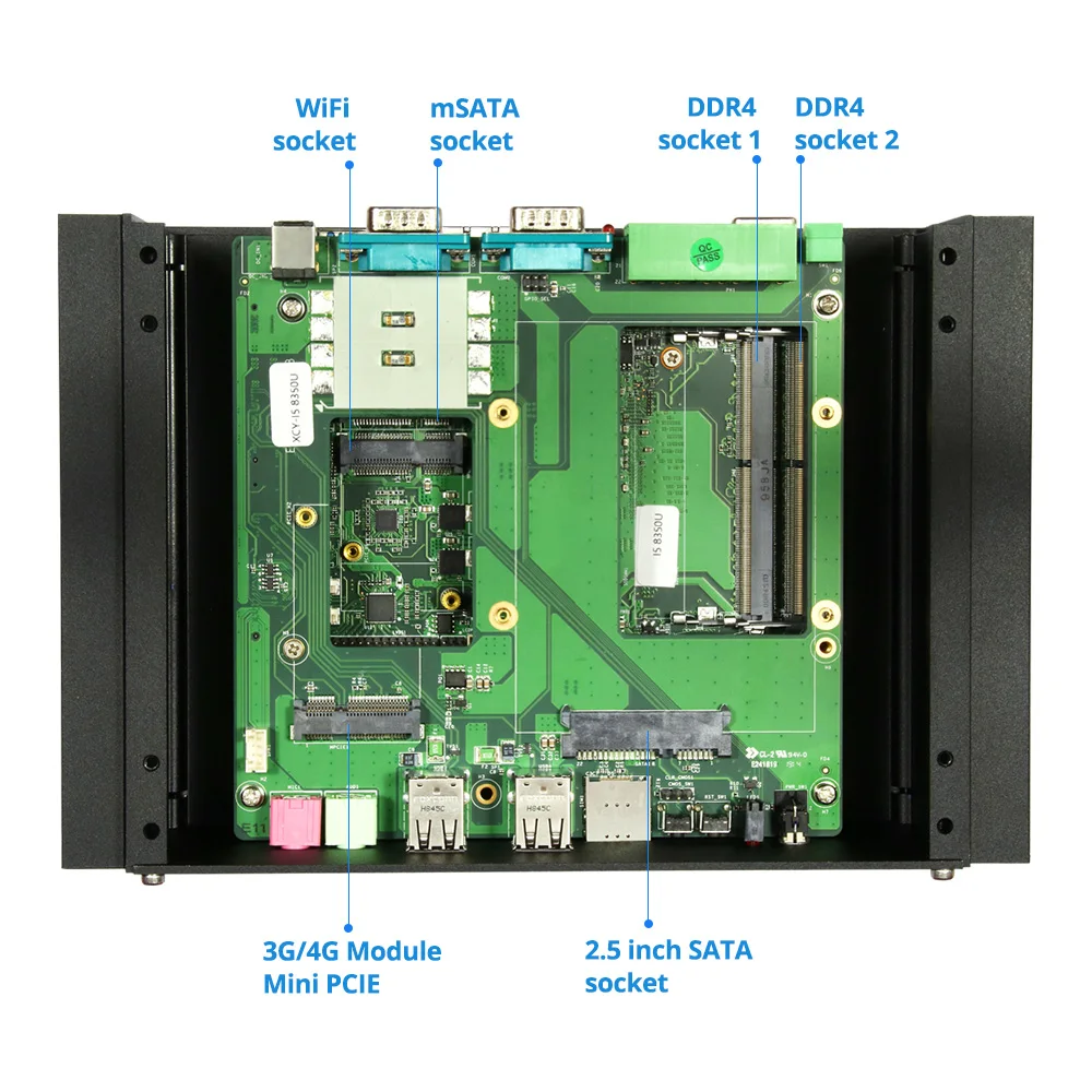 Процессор Intel Core i5 8350U Мини ПК 2* RS232/422/485 2* LAN 8* USB HDMI VGA GPIO Wi-Fi 4 аппарат не привязан к оператору сотовой связи SIM DDR4 Встроенный промышленный ПК с ОС Windows 10