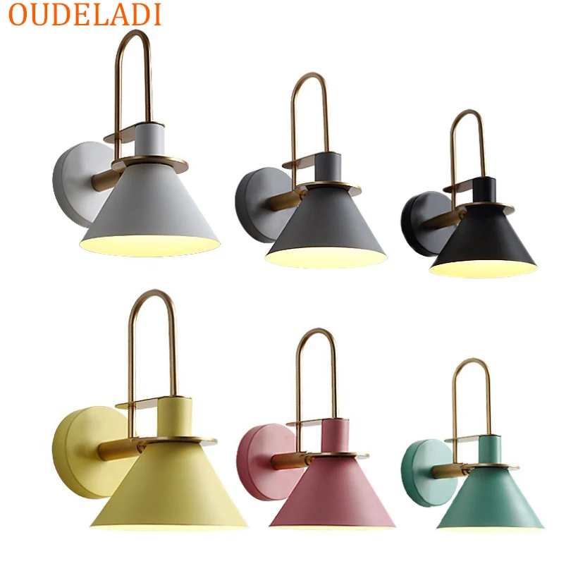 

Nordic macaroon Wall Lamps Modern Home Decor Living Room Bedroom Light Fixture Kitchen wall sconce Hotel E27 Luminaire