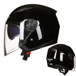 Мотоциклетный шлем с открытым лицом Capacete мотоциклетный шлем cicleta Cascos Para мото гоночный мотоциклетный винтажный шлем C28 - Цвет: Bright black