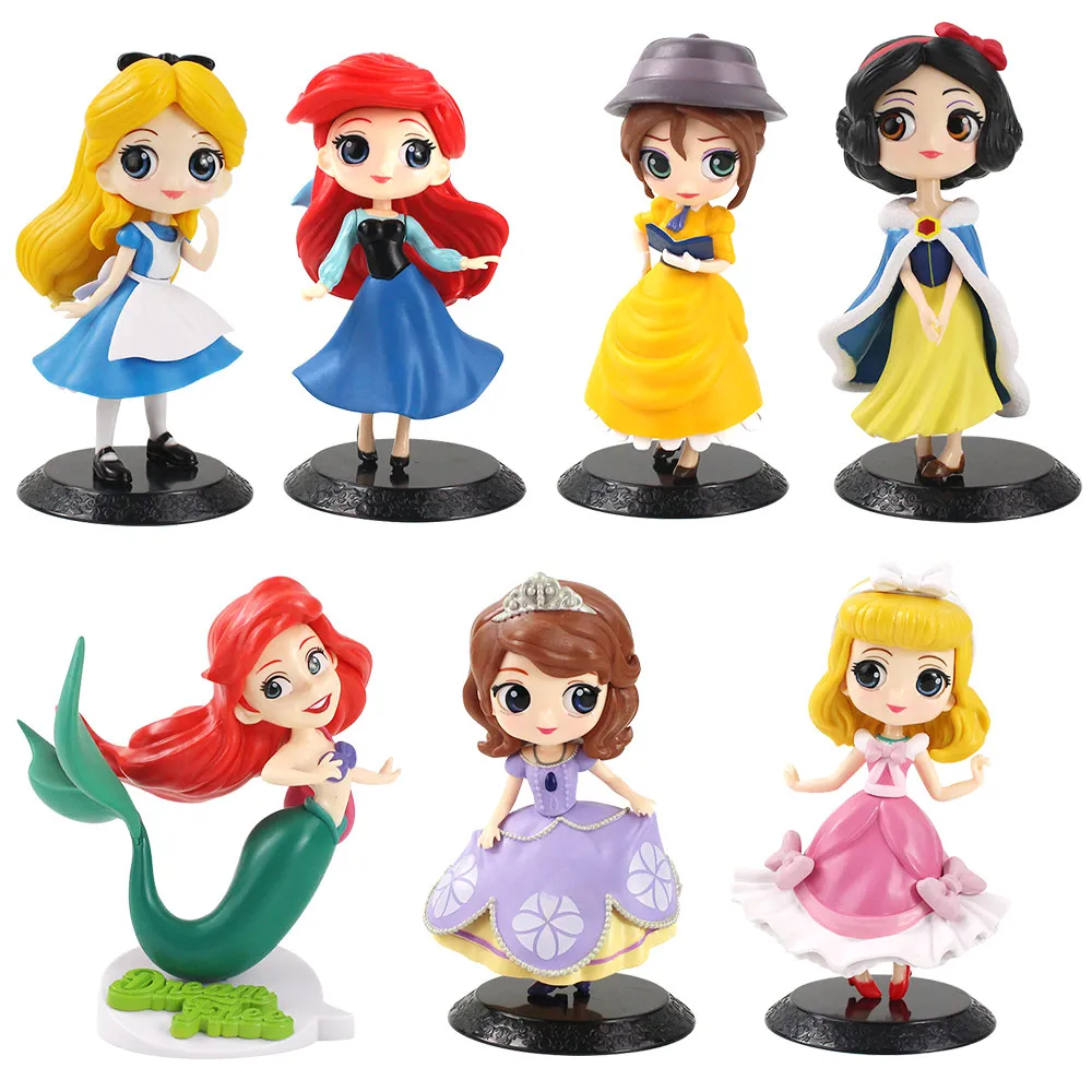 15cm Q Posket Princess Alice Ariel Cinderella Snow White Sofia Mermaid Jane PVC Action Figure Collectible Model Toy Doll Gifts | Игрушки и