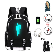 Поп певица Билли эйлиш рюкзак с отражающими вставками для подростков мальчиков девочек школьная сумка может usb зарядка и водонепроницаемый рюкзак для ноутбука