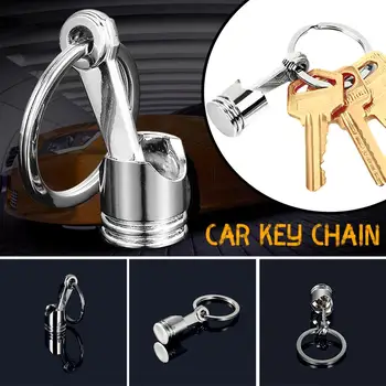 

Fancy Metal Piston Car Styling Creative Polished Silver Engine Piston Keychain Key Chain Ring Keyring Keyfob Creative Decoration