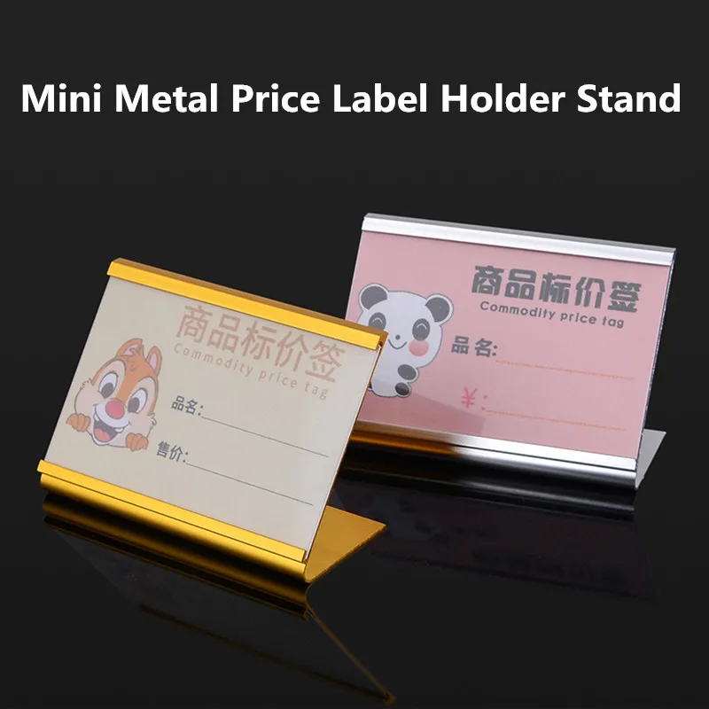 

L Shape Aluminum Mini Price Label Sign Holder Stand Table Card Number Paper Display Stand